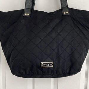 Olivia Joy Black Quilted fabric shoulder bag